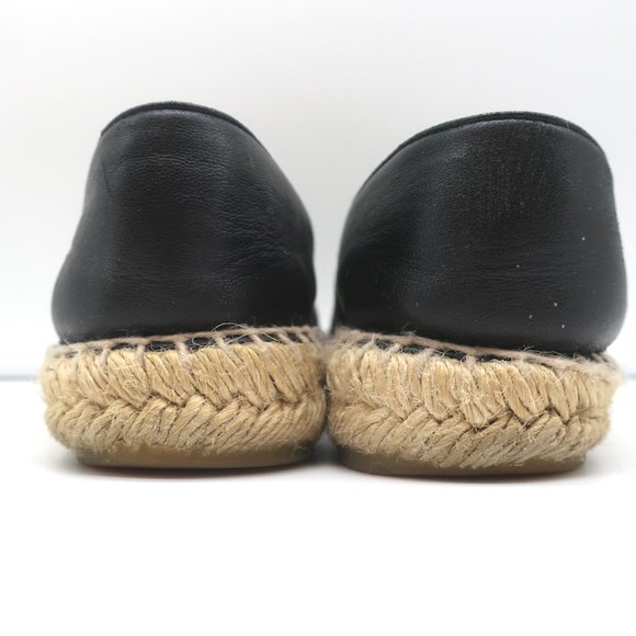 CHANEL CC ESPADRILLES BLACK LEATHER SIZE 37 - Picture 12 of 13